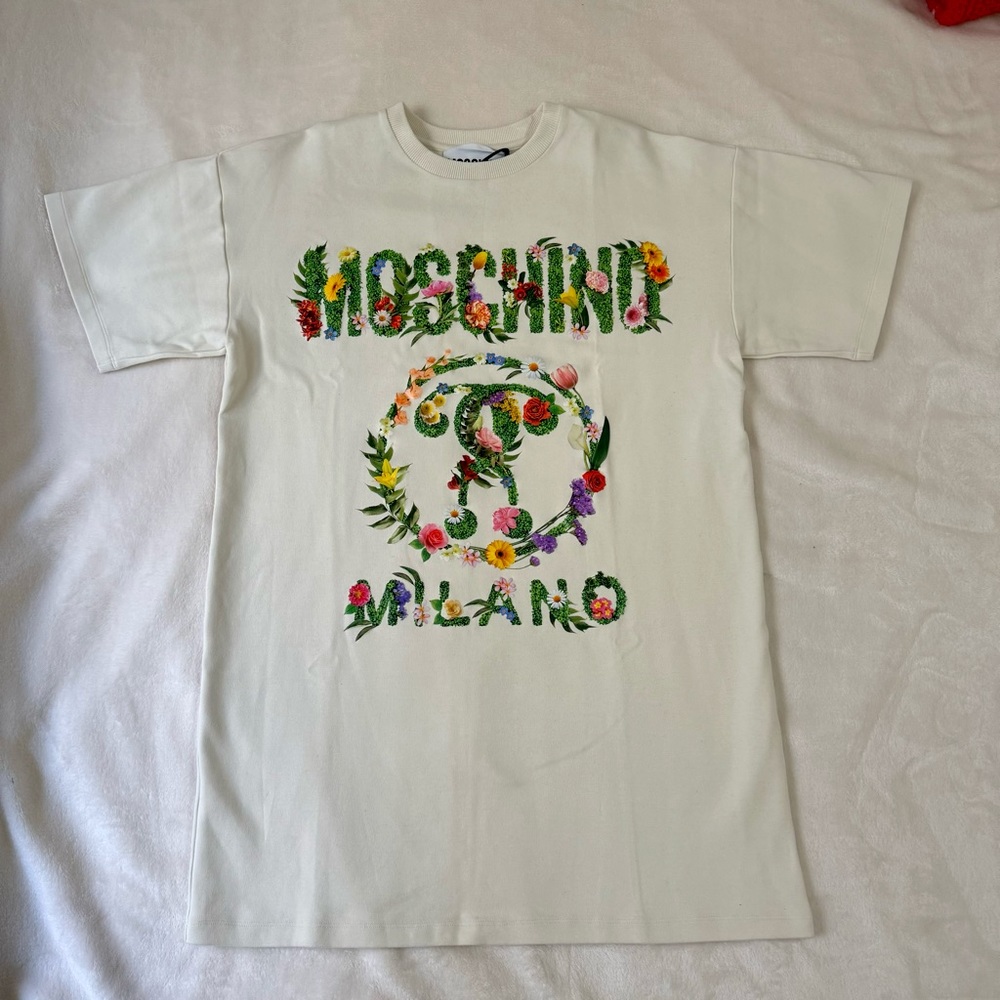 Moschino Couture Milano Oversized Tee Double Question Mark Floral - Picture 1 of 3